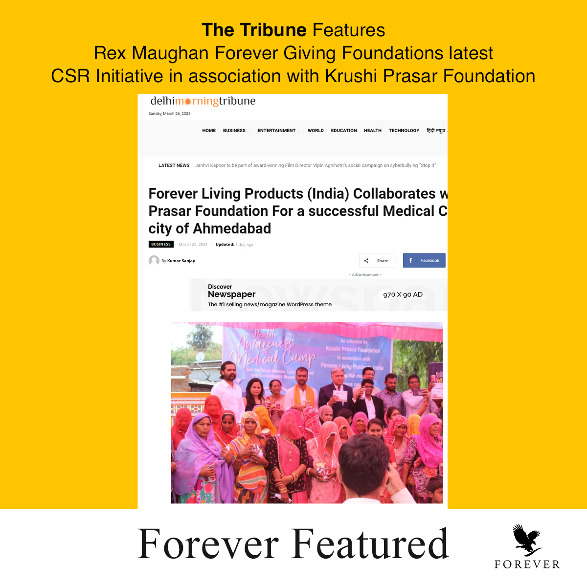 flpindia's tweet photo. Leading newspapers feature Rex Maughan Forever Giving Foundations latest CSR Initiative in association with Krushi Prasar Foundation
#ForeverProud #foreverfeatured https://t.co/6G397BibK8