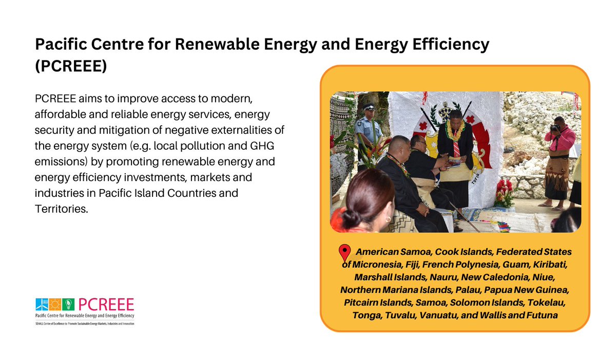 .<a href="/PCREEE_GNSEC/">PCREEE</a> aims to improve access to modern, affordable and reliable energy services and energy security in Pacific Island Countries and Territories. Their work covers 🇦🇸🇨🇰🇫🇲🇫🇯🇵🇫🇬🇺🇰🇮🇲🇭🇳🇷🇳🇨🇳🇺🇲🇵🇵🇼🇵🇬🇵🇳🇼🇸🇸🇧🇹🇰🇹🇴🇹🇻🇻🇺🇼🇫.

7/