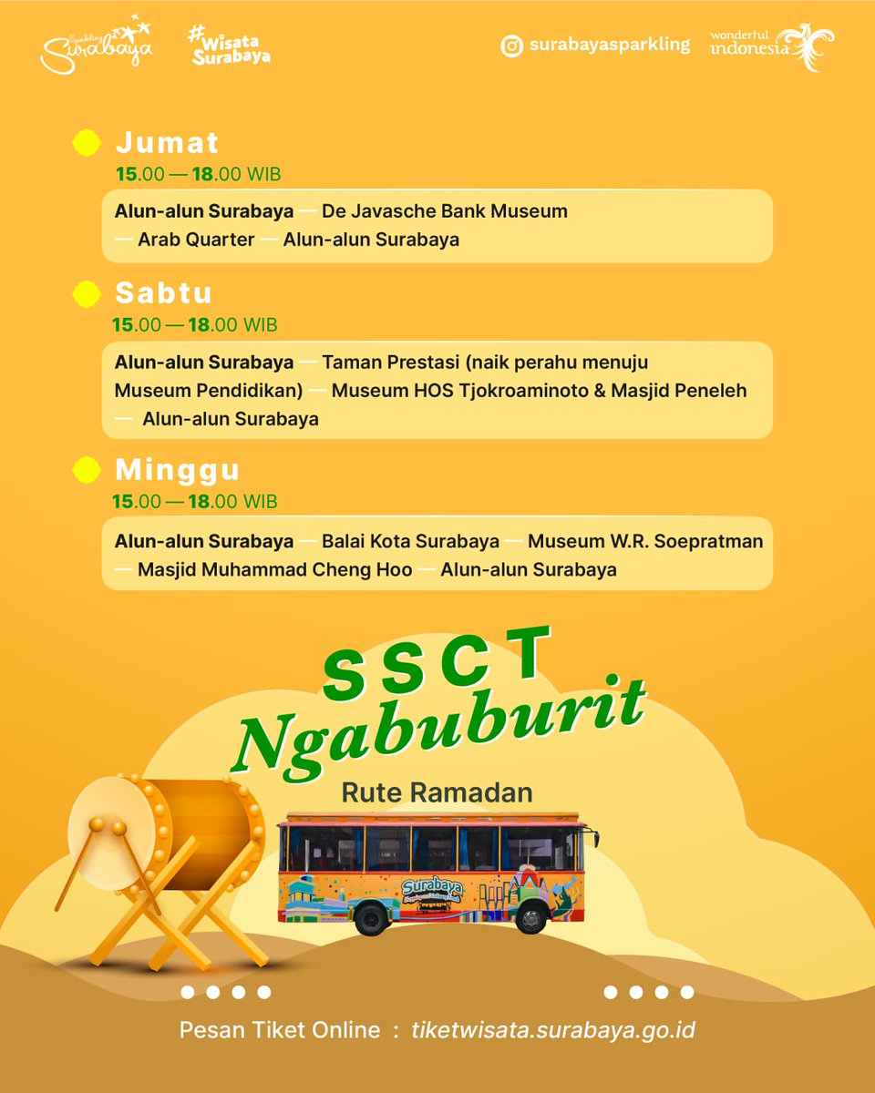 sparklingSBY's tweet photo. Satu lagi pilihan isi waktu menunggu bedug maghrib, yuk ikutan SSCT Ngabuburit ini!

Jangan lupa reservasi tiket dulu di https://t.co/bXswzK9wUV ya!
#SparklingSurabaya https://t.co/L2vNMVg3o9