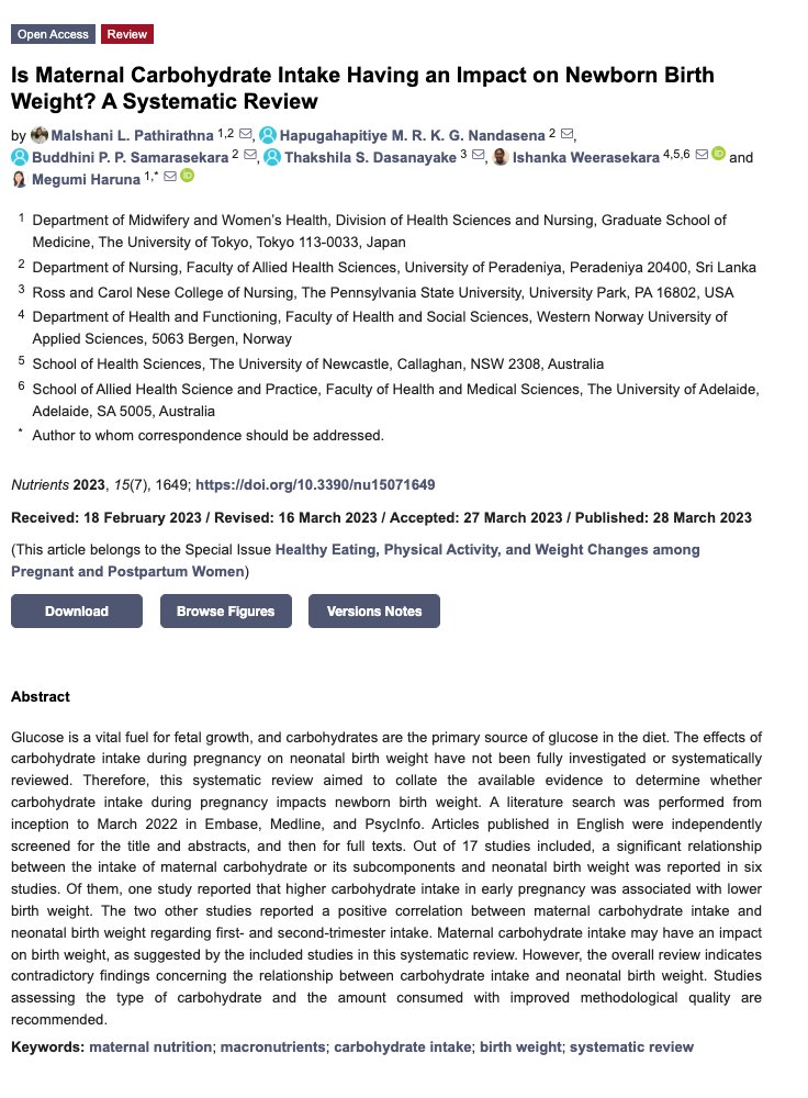 IshankaMW's tweet photo. For the full paper read: https://t.co/Z0MikOSm69 #maternalnutrition #macronutrients #carbohydrateintake #birthweight #systematicreview https://t.co/bogWV01OpA