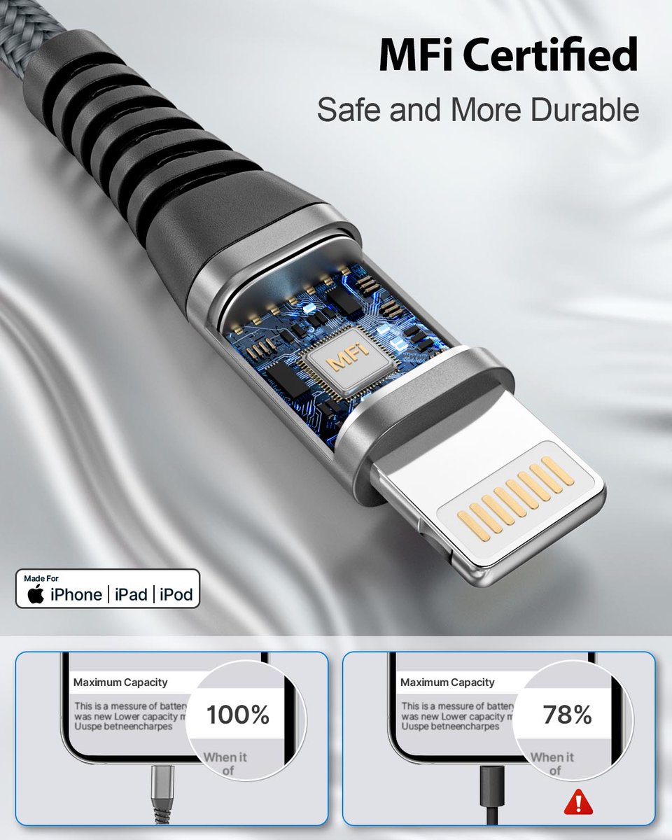 Yosou_offical's tweet image. This Mfi-certified lightning cable is built on the original chip, which supports up to 3A fast charging and 480Mbps data transfer.#gaming  #cable #amazontech #edc #gadgets #technology #datacable #amazondeals #iphone7 #iphonecase #teamapple #workout #iphoneaccessories #edc #setup