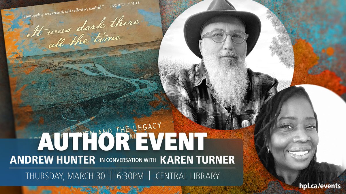 HamiltonLibrary's tweet image. Drop in TONIGHT to meet local #author Andrew Hunter at 6:30 pm at Central Library. Hunter will discuss his new book, 'It Was Dark There All the Time' with Karen Turner 
@beautifulzion1 
events.hpl.ca/event/8020947
#HamOnt #authortalk #authorevent