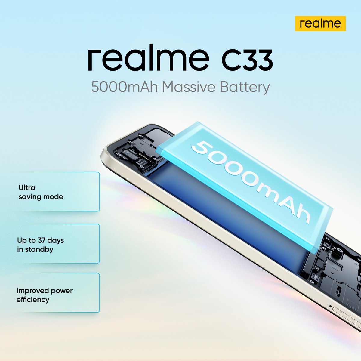 Unleash boundless power and ultimate performance with the realme C33! Enjoy up to 37 days of battery standby, improved power efficiency &amp; highest pixel performance. 
Order now: click.daraz.com.np/e/_CX9qPB
#realme #realmenepal #daretoleap #realmec33
