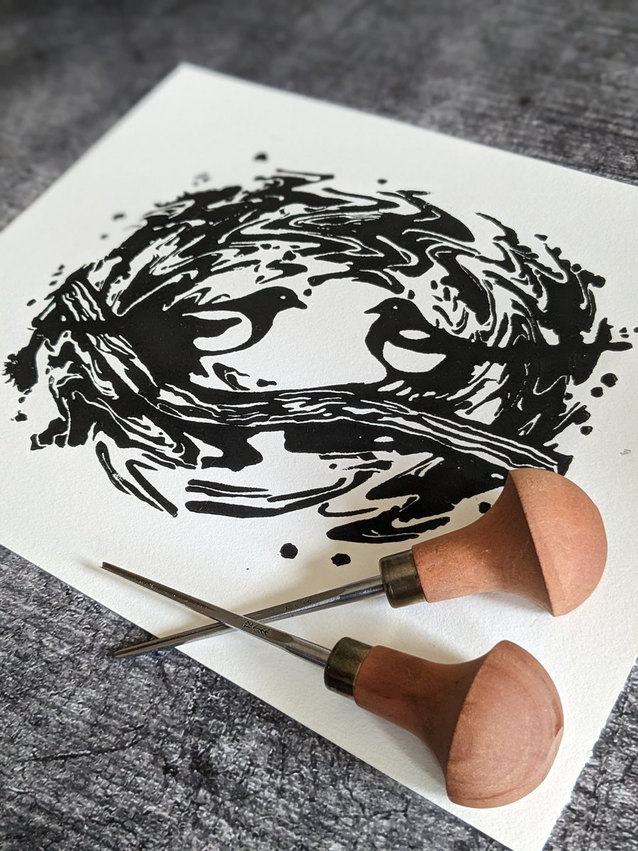 InkyHarePrints's tweet photo. Two for Joy, Linocut print....available now on my Etsy shop Inky Hare Prints

#magpies #linoprint #linoart #linocutprint #linocut #birdart #birds #animalart #birdprint #irishart #irishartist #irishprint #etsy #etsyseller #printmaking #printmakingprocess 
https://t.co/8CYVYHmv9R https://t.co/7EZgfhOtIY