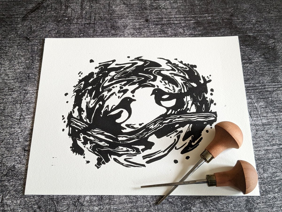 InkyHarePrints's tweet photo. Two for Joy, Linocut print....available now on my Etsy shop Inky Hare Prints

#magpies #linoprint #linoart #linocutprint #linocut #birdart #birds #animalart #birdprint #irishart #irishartist #irishprint #etsy #etsyseller #printmaking #printmakingprocess 
https://t.co/8CYVYHmv9R https://t.co/7EZgfhOtIY