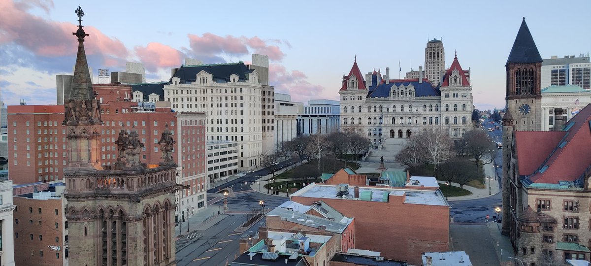 The view from our hotel of our state's capital building this morning as we get ready for the Tech Valley Regional! Can't wait to see some amazing teams, awesome robots, and great people this morning! #morethanrobots @FIRSTweets @PenfieldCSD