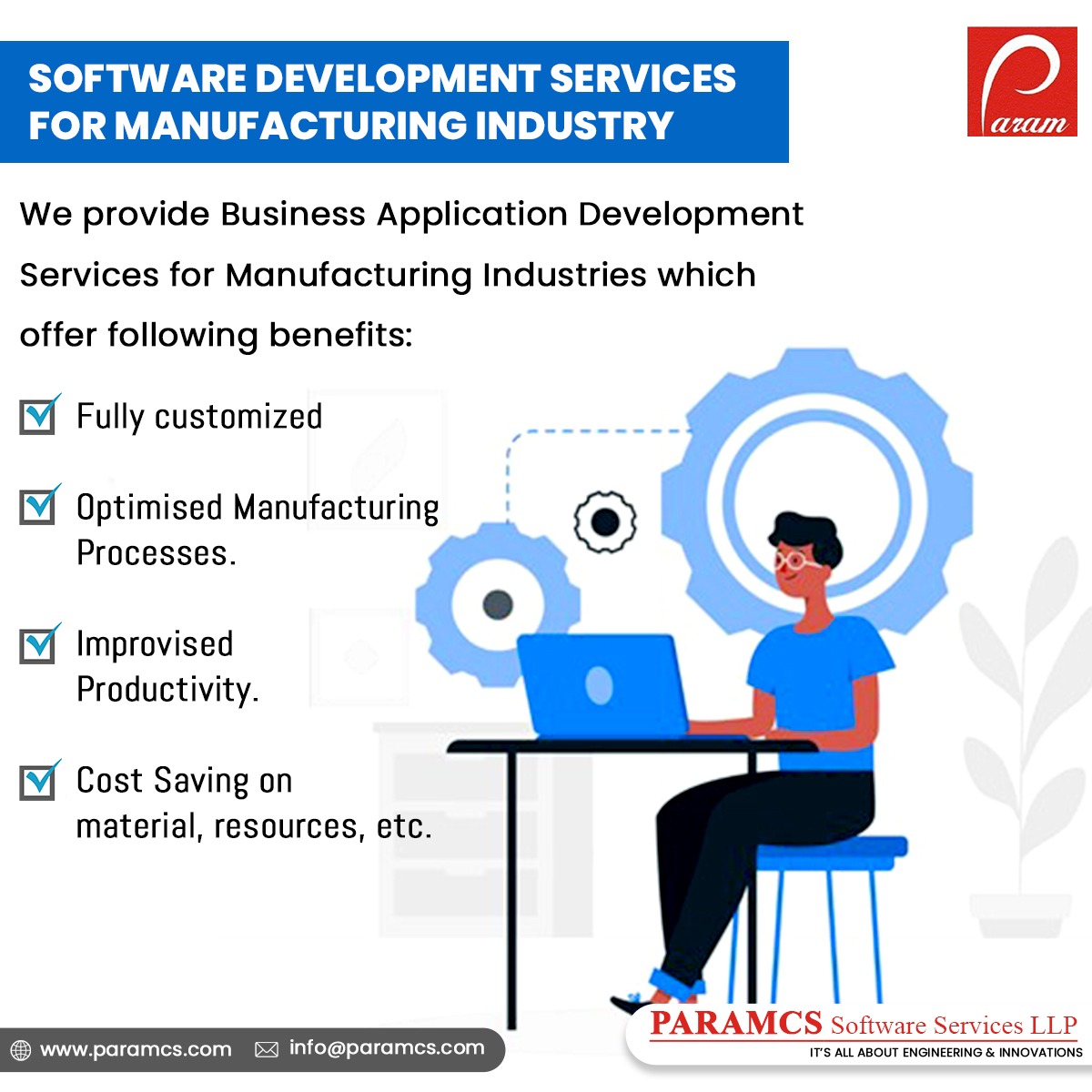 paramcs's tweet photo. PARAMCS Software Services LLP
For More Information
Contact Us- +91 9975648490
π https://t.co/aFeYiy6Szh
Email :- info@paramcs.com
#Engineering #Manfacturing #EngineeringSoftware #WorkflowAutomation #ProcessImprovement #SoftwareProcessAutomation
#CustomizedSoftware https://t.co/TzvzOlW7cw