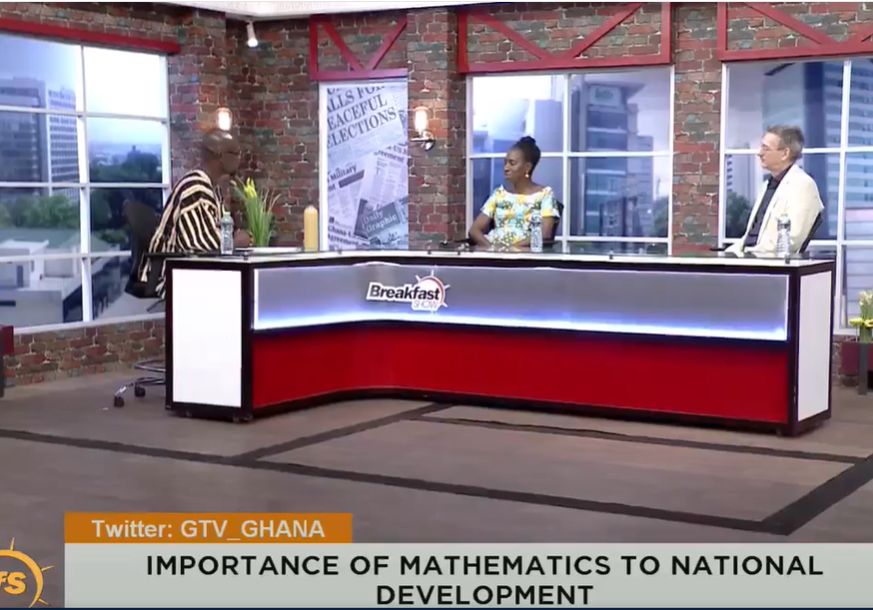 AIMSGhana's tweet photo. #TBT: "Math &amp; statistics are about taking data/ information &amp; logically analyzing the problems to make good decisions for the future. This is absolutely central to sustainable development" - @NickMonk14 via @thegbcghana #BreakfastShow #IDM2023 
Watch here: https://t.co/Ie1gDBFko7 https://t.co/3sC7gMeRFR