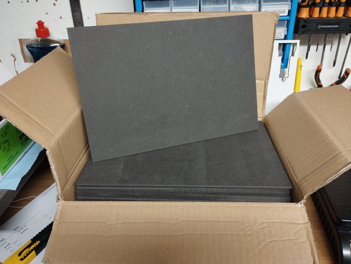 New #lasercutting material arrived today from @hobartsgroup Black 3mm MDF.