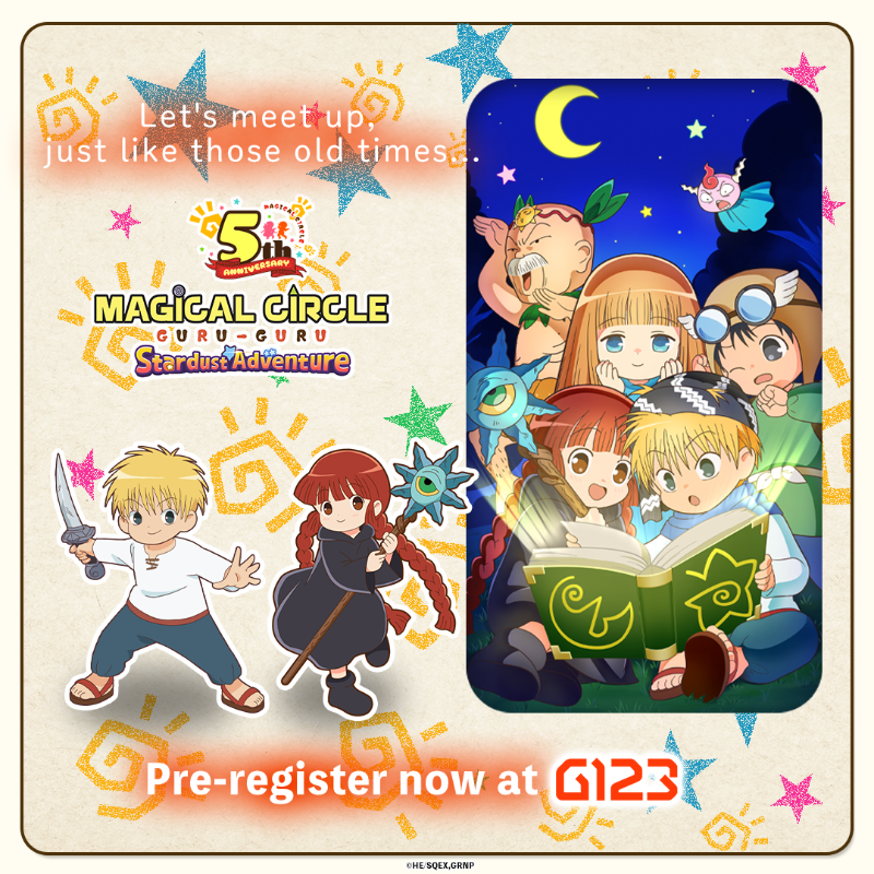 guruguru_SDA_en's tweet photo. Magical Circle Guru-Guru: Stardust Adventure🎵

The anime, now a game🌟
Get amazing items with 100,000 pre-registrations❤

 ▼Pre-register now https://t.co/OYhTo6zD5i