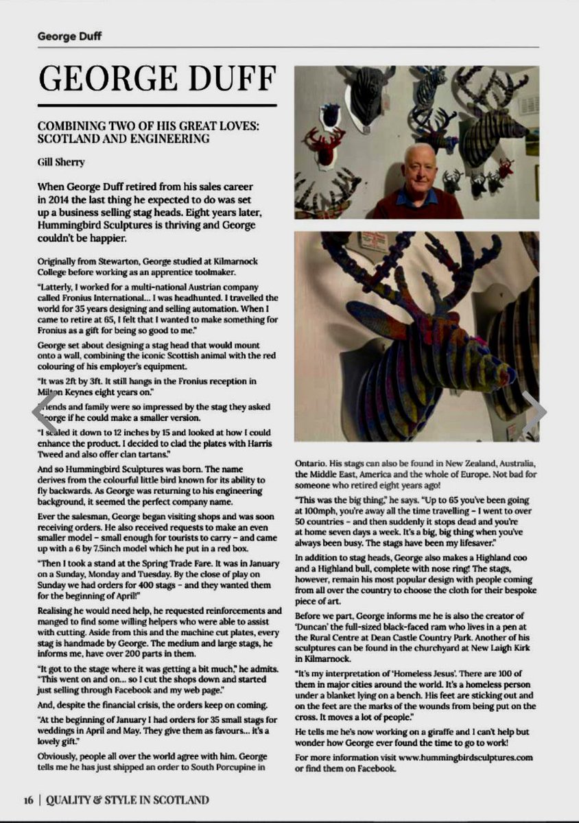 Thank you to Ayrshire Magazine for the following article .