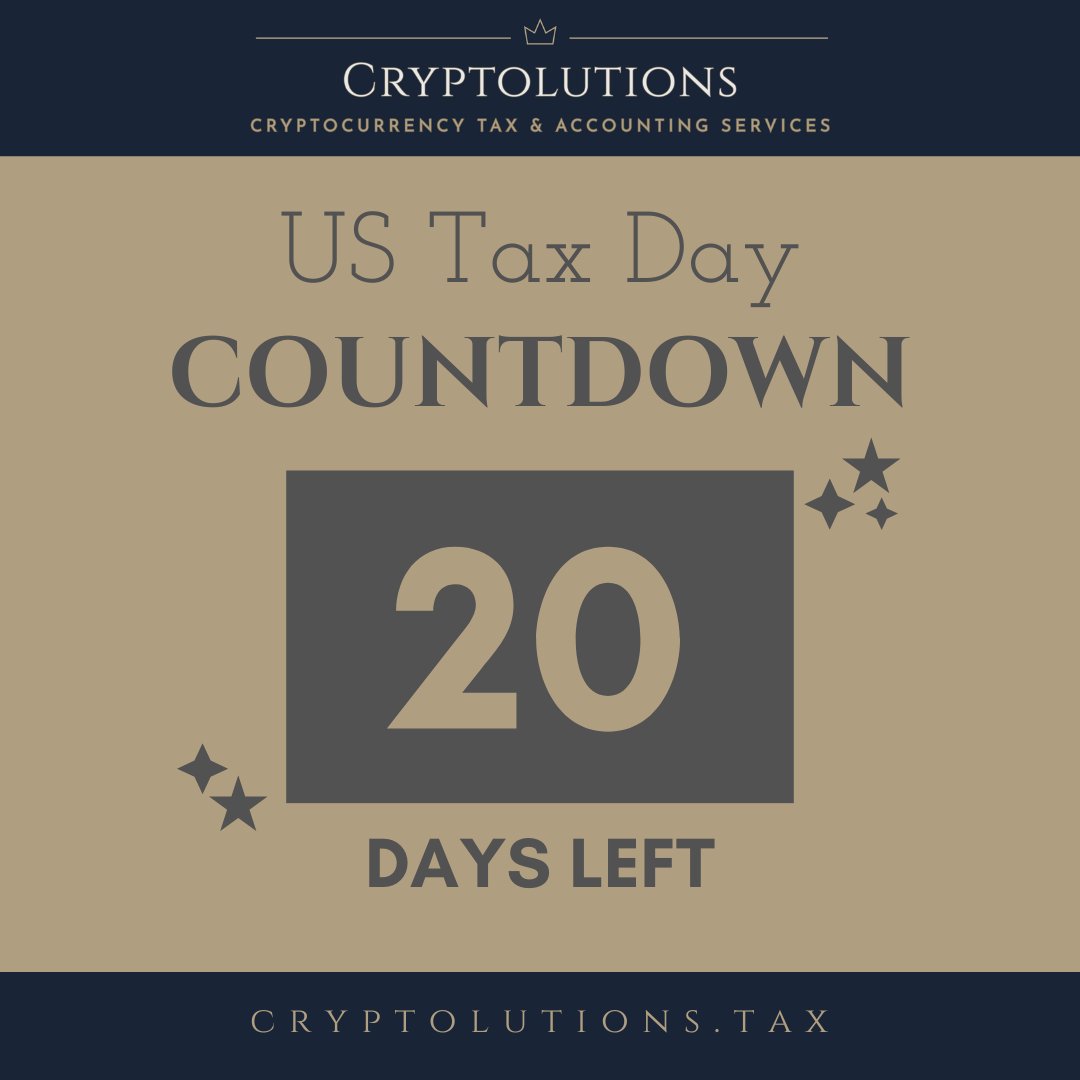 CryptolutionsTx's tweet image. deadline approaches in the US! 
#cryptolutions #cryptotaxes #crypto #cryptocurrency #investments #taxcompliance