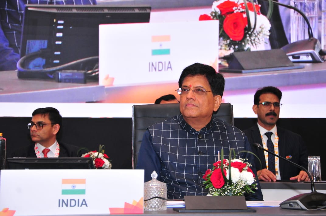 PIBMumbai's tweet photo. Union Minister for Commerce and Industry @PiyushGoyal addressing the closing session of the first Trade and Investment Working Group Meeting 

#G20India #TIWG 
#TogetherForTrade https://t.co/hHiFaag07v