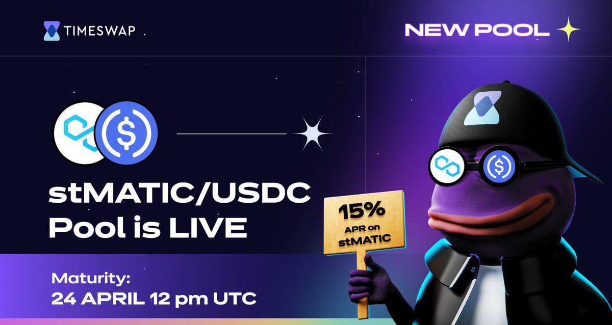 1/ Gm Time Travelers 🧑‍🚀 

Polgyon pools are back live! 💜

🚨🚨 $stMATIC/$USDC🚨🚨

Currently offering 15% APR!

Go lock-in those interests! -> app.timeswap.io

Read on for more details!👇 (1/3)