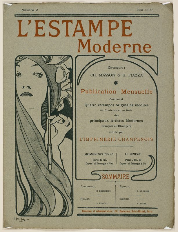 Alphonse Mucha, Cover page of L'Estampe moderne, June 1897, June 1897 #artsmia #minneapolisinstituteofart collections.artsmia.org/art/43961/