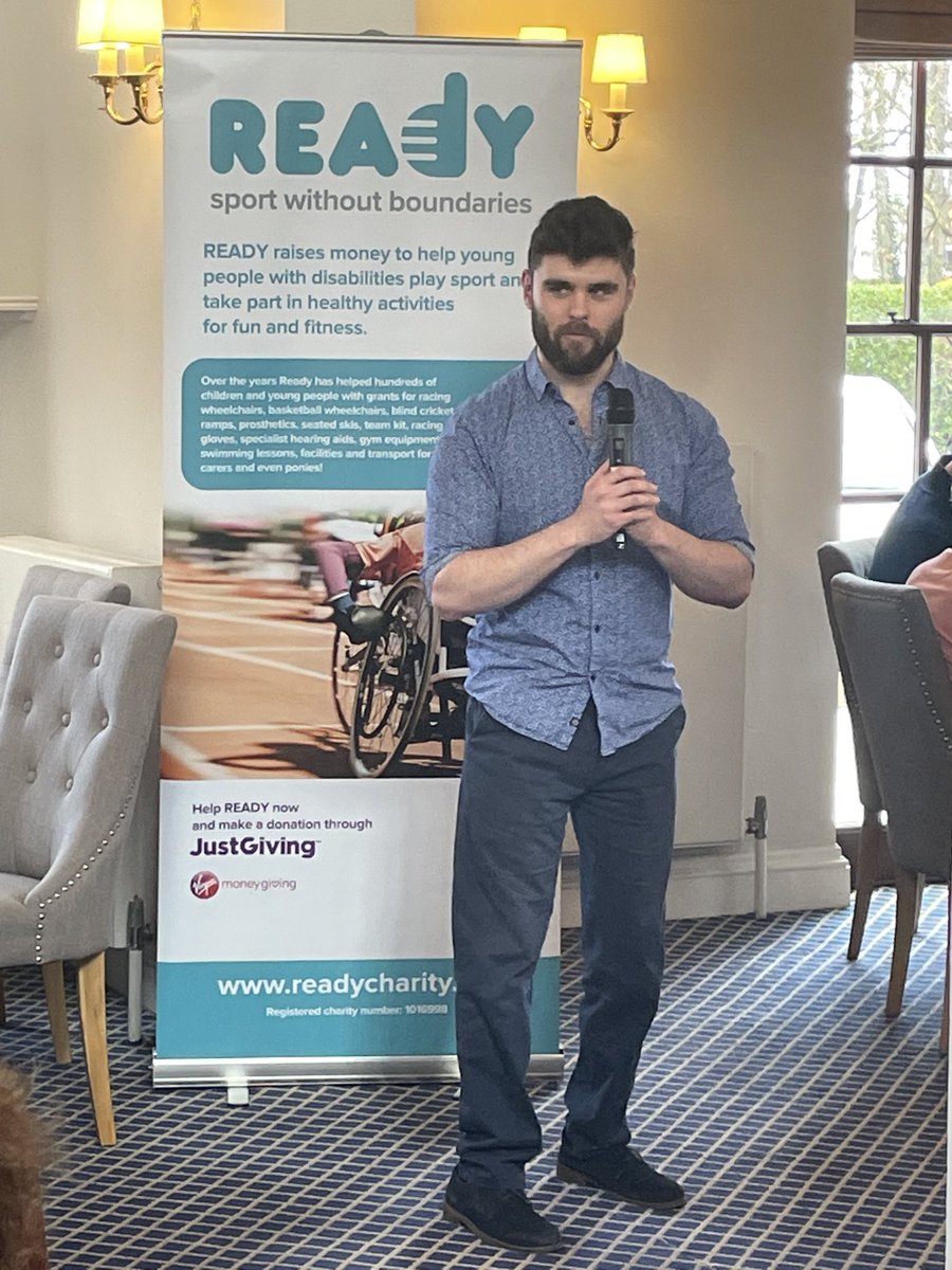 readycharity's tweet photo. What a privilege to have Paralympic Silver Medalist Toby Gold speaking at the @ready_charity golf day today. ⁦@TobyGold18⁩ #paralympian #paralympic #wheelchairracing #charityfundraiser #disabilitysport #parasport https://t.co/t4GRdzQWhs