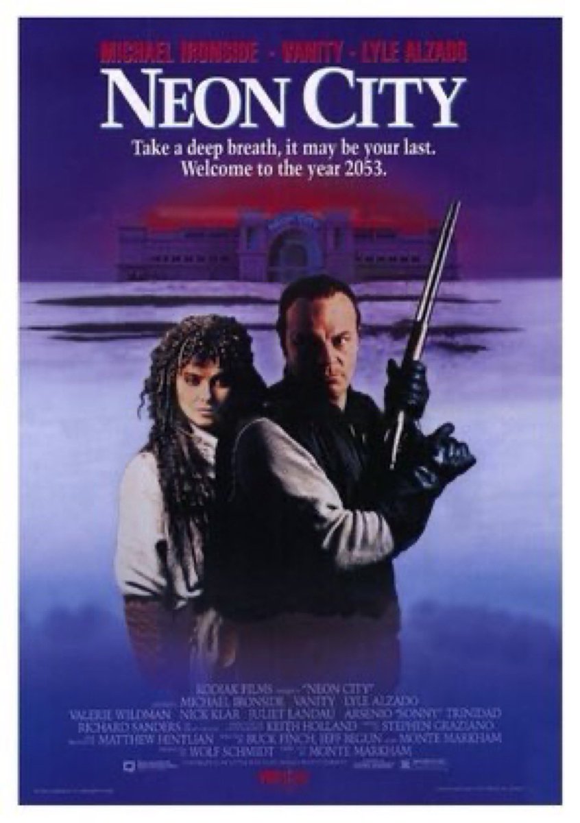 GabeCrate's tweet photo. ☢️#79. Neon City, 1991. Stock baddie #MichaelIronside takes a turn as leading man on a #postapocalytic escort mission. Brutally uneventful, I was quickly rooting for him to betray the grating ensemble cast. Unfortunately, he was trustworthy to the boring end. #NeonCity 2/5 ☢️ https://t.co/5tJBFp9M93