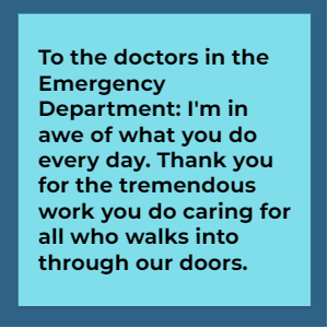 MountSinaiEM's tweet photo. Messages of Appreciation for our #EMDoctors at @MountSinaiNYC collected by the Mount Sinai Office of Well-being and Resilience https://t.co/OyrGLt6knJ