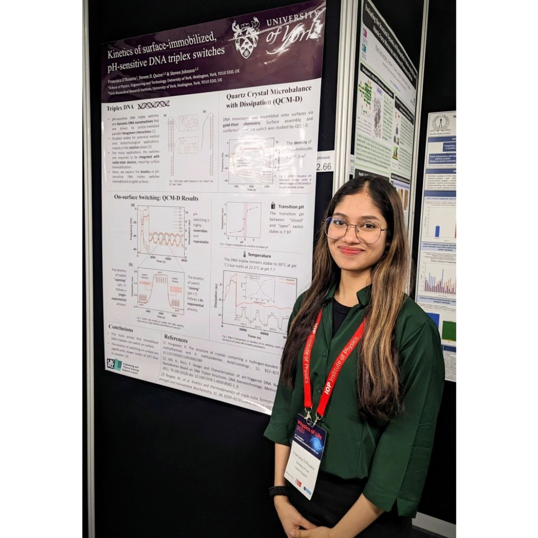 fransay_'s tweet photo. My first major PhD conference in the UK. #POL2023 Had a great time presenting my poster on #DNA_Nanotechnology. Thank you @PhysicsofLifeUK @HgtConventions @IOPPublishing @UKRI_News https://t.co/iRqOStQU3D