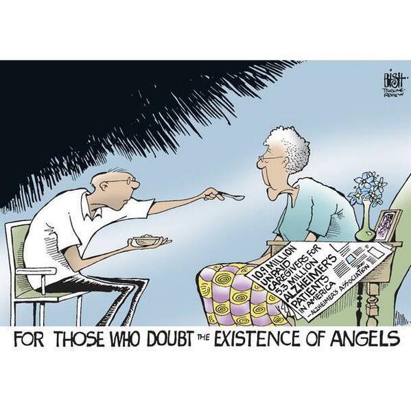 Please re-Tweet to raise awareness: Is there any higher calling — or lonelier journey — than caring for a person living with #Alzheimers disease or another form of #dementia? (image: @Bishtoons) #caregiving #EndAlz