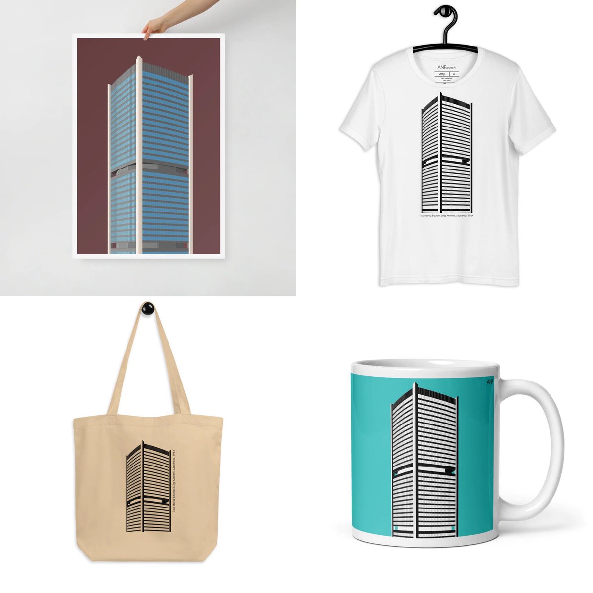 The latest addition to our burgeoning collection is a series of prints &amp; products celebrating Luigi Moretti’s Tour de la Bourse in Montreal from 1964 anfmerch.com/collections/ar…