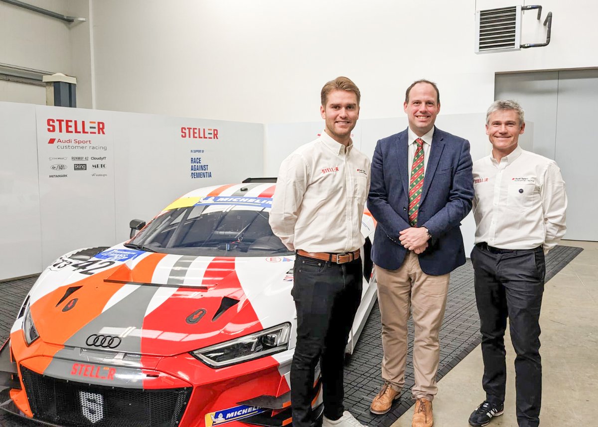Wonderful time at <a href="/Steller_Msport/">Steller Motorsport</a> for launch of their <a href="/audisport/">Audi Sport</a> R8 LMS EVOII GT3 car that will be competing in the <a href="/LeMansCup/">Le Mans Cup</a> with drivers James Wood &amp; <a href="/SennanFielding/">Sennan Fielding</a>. Really great that the car will be running in support of Sir Jackie Stewart's <a href="/racingdementia/">Race Against Dementia</a> charity.