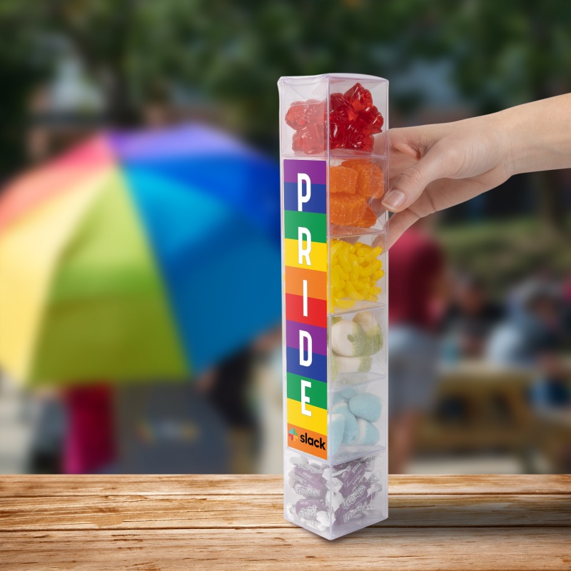 Get set for Pride Month with our brand-new candy tower! Our nesting candy gift box features six candy cubes filled with gummy roses, orange slices, silly bananas, gummy apple rings, puffy puffs and tootsie roll grape frooties. #pride 
nccustom.com/product/TRB-RB…