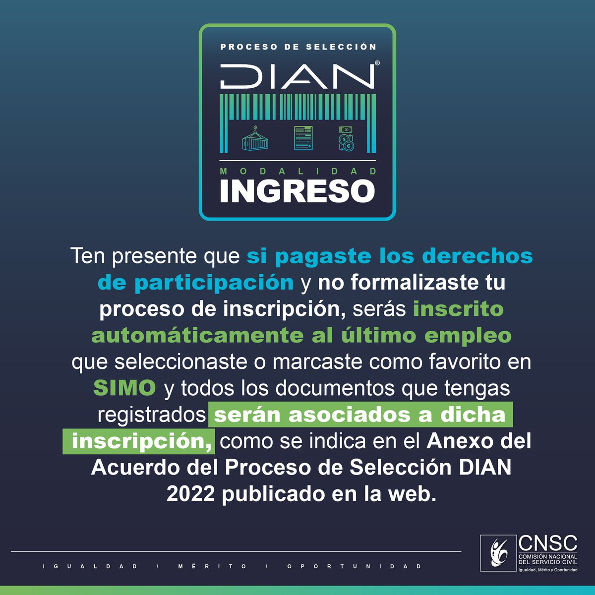 CNSCColombia's tweet photo. 🔴 #Atención aspirantes al #ProcesoSeleccionCNSC DIAN https://t.co/N7Ql2LT96f