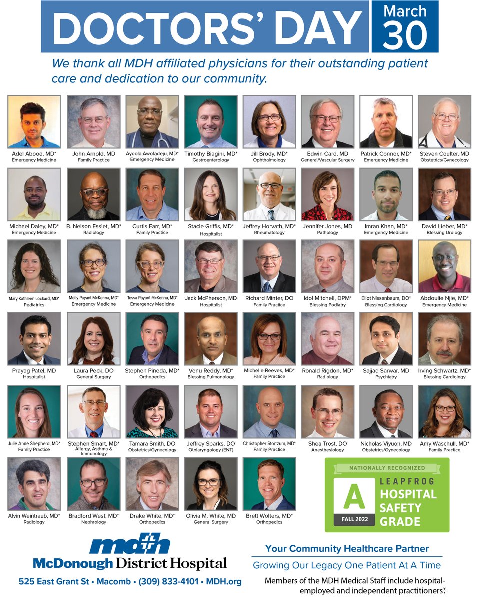 March 30 is recognized as National Doctors' Day!

Please join us in celebrating all physicians and saying Thank You for their dedication to patient care and providing the best possible patient experience.