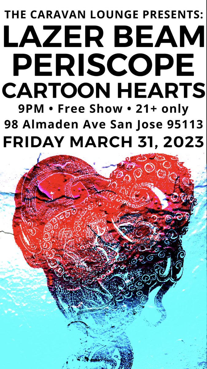 The_JayDog's tweet photo. SAN JOSE !!! WERE ROCKIN THE CARAVAN LOUNGE TMRW NITE W OUR FRIENDS PERISCOPE &amp; LAZER BEAM!!! MUSIC STARTS AT 10PM &amp; IT’S FREE !!! Come see the band that critics* are calling “the best live act in the North Bay** ” 

*my mom

** “..meh” https://t.co/B8VBoXeeiQ