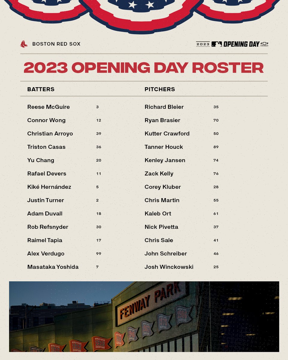 RedSox's tweet photo. Our 2023 #OpeningDay  squad! https://t.co/aj48JjmwNV