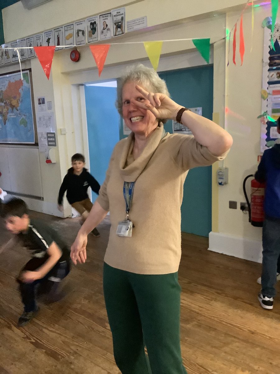 Our Easter discos were a hit with the children in school this week. Is this Mrs Varley we found grooving along to the music?