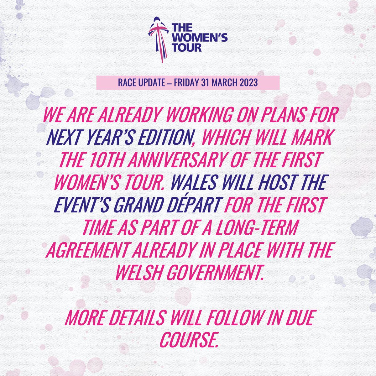 thewomenstour's tweet photo. The update we never wanted to bring you.

#WomensTour #UCIWWT