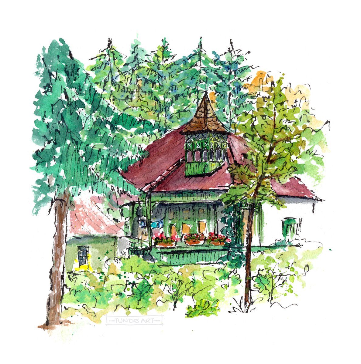 tunde_art's tweet photo. Richly ornamented wooden house in the middle of the forest. More sketches from this place 👉 https://t.co/8FkXpkbGl3

#urbansketchers #mountains #sktechbook #sovata #architecture #transylvania #tundeart https://t.co/B3MwpVPQhB