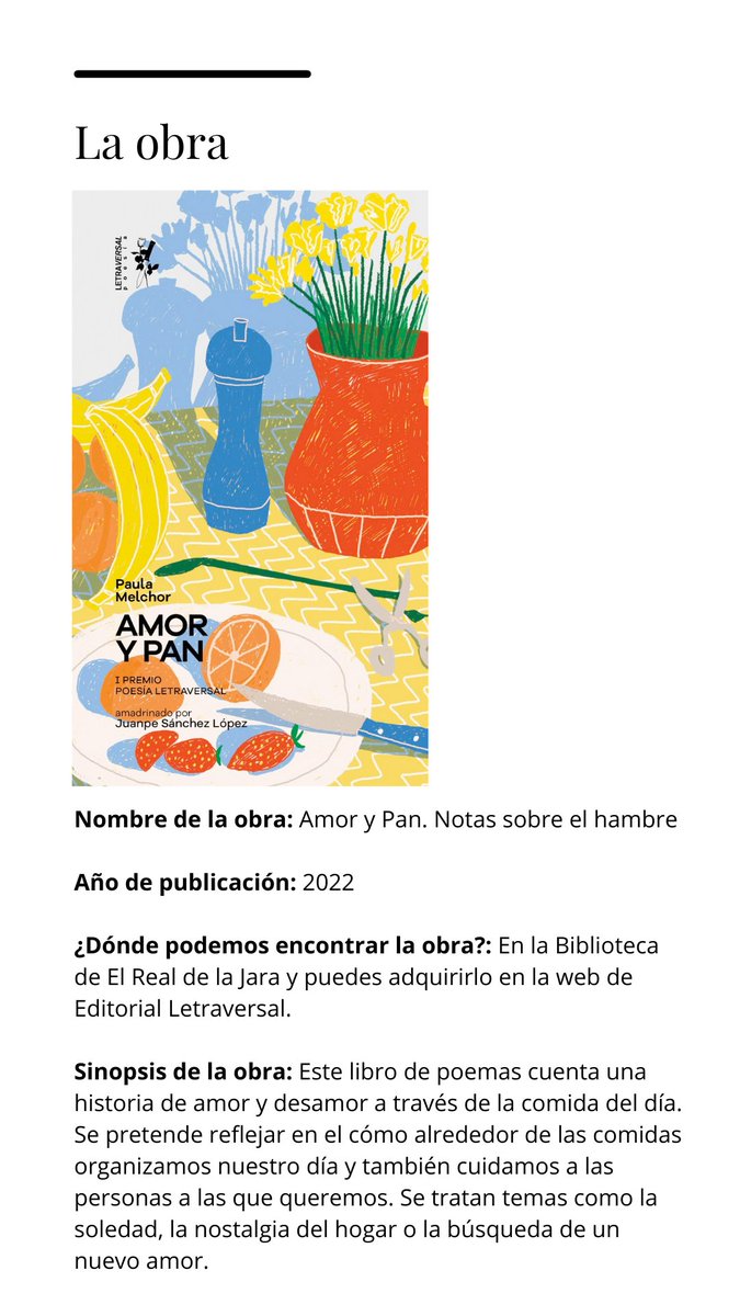 epdlsevilla's tweet photo. El Wikitón es una iniciativa colaborativa de esta edición de nuestro programa que propone a los clubes crear y agregar autores locales de sus municipios en una wiki. En esta ocasión, nos llega desde el club de El Real de la Jara la obra 'Amor y pan', de @_paulamelchor. https://t.co/xXeKlafYO0