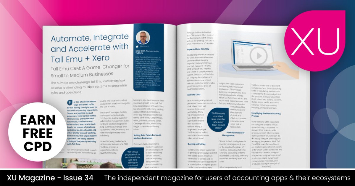 Automate, Integrate &amp; Accelerate...

Find out why <a href="/TallEmuOz/">Tall Emu CRM</a> is a game changer for #SMEs looking to streamline their sales &amp; operations 👉 links.xumagazine.com/7z1rxs