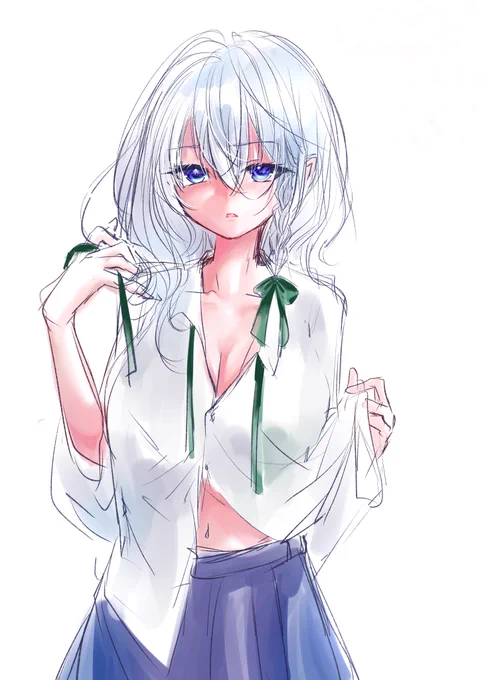 ON→OFF 咲夜さんラフ描いてたんだけど、少し脱線からのrkgk( ・∇・) 