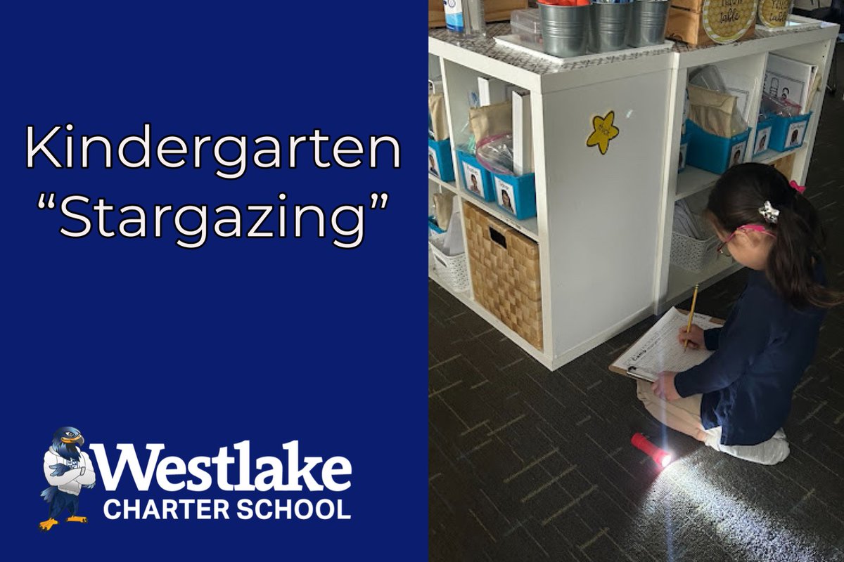 westlakecharter's tweet image. Our Kindergarten Explorers went “Stargazing” in class this week! Students used flashlights to find the stars around the classroom which had words written on them. They then wrote and pronounced the words. #WCSJoyfulLearning
