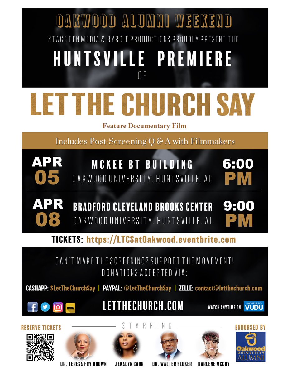 VisionaryNancy's tweet photo. “Let the Church Say” is coming to Huntsville April 5 &amp; 8! Tickets are FREE but seating is limited and tickets must reserved to attend.

RESERVE TICKETS HERE
—https://t.co/9UxvboL0vb https://t.co/KZYOeplLph