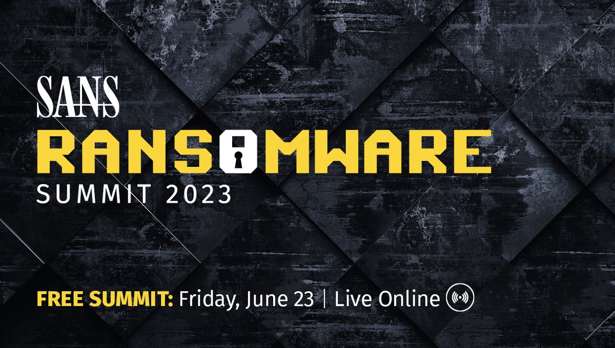 SANS Offensive Operations (@sansoffensive) on Twitter photo The SANS #RansomwareSummit is open for registration!
Join <a href="/rj_chap/">Ryan "Chaps" Chapman</a> Live Online as we bring together #Cybersecurity professionals for in-depth talks focused on #Ransomware prevention, detection, response, and recovery.
βοΈ Register For Free: sans.org/u/1p0B The SANS #RansomwareSummit is open for registration!
Join <a href="/rj_chap/">Ryan "Chaps" Chapman</a> Live Online as we bring together #Cybersecurity professionals for in-depth talks focused on #Ransomware prevention, detection, response, and recovery.
βοΈ Register For Free: sans.org/u/1p0B