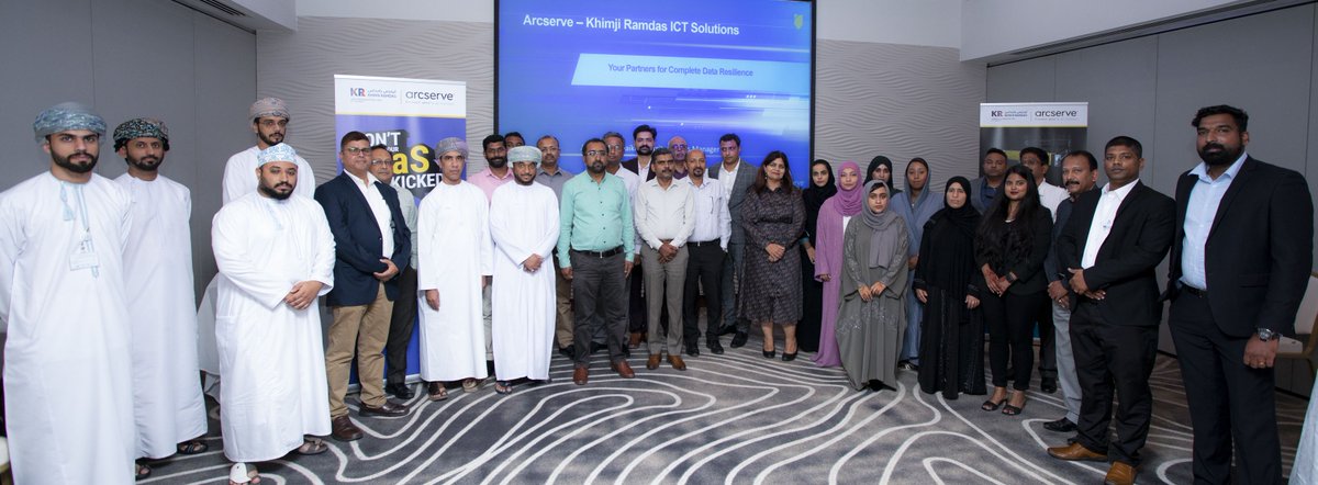 Arcserve's tweet image. Last week our partner @Khimji_Ramdas hosted an excellent end-user event in Muscat, Oman! Arcserve teammate, Latif, was there to talk about all things #SaaSBackup, UDP, and OneXafe. Thank you to everyone who attended! 🌟