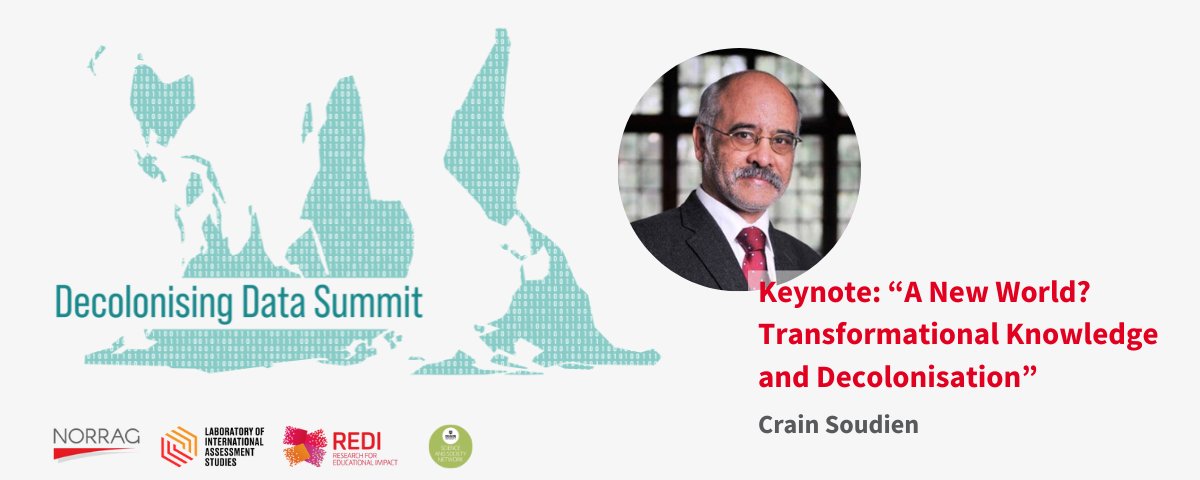 norrag's tweet photo. Next event! 🤩
Join on 4 April 2023 for the Decolonising #Data Summit 📊
@crainsoudien will open the event with a keynote on Transformational Knowledge and #Decolonisation
Don’t forget to register: https://t.co/QVWP5F3vZa
w/@DeakinREDI @AssessmentsLab @SSNDeakin https://t.co/9np6wdn1GB