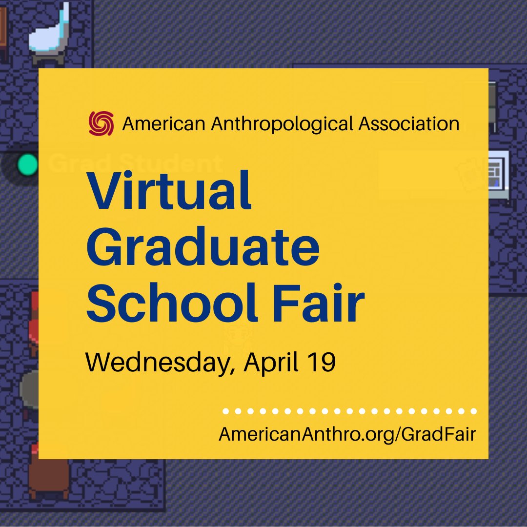 Thinking about applying to a graduate #anthropology program but need some guidance on next steps? 

The AAA is hosting a Virtual Graduate School Fair on April 19 to provide information on the application process, funding sources, &amp; more.

Register: ow.ly/C45850Nt72q