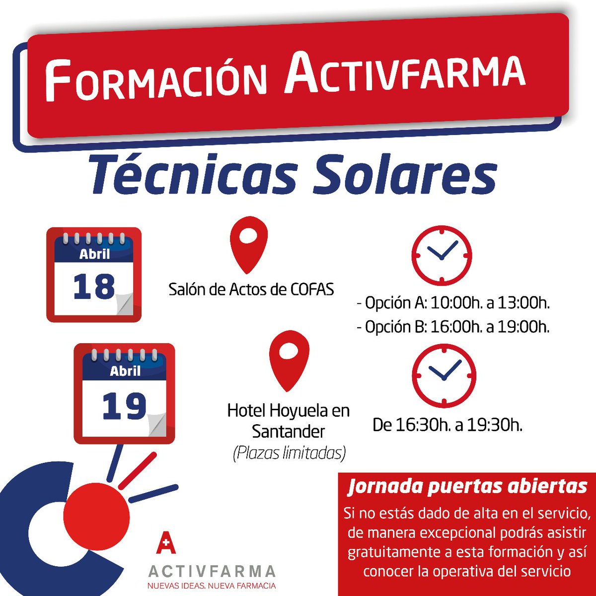 iCOFAS's tweet image. ¡Atención socios de COFAS!
Formación GRATUITA sobre técnicas solares. 

Inscríbete en mtr.bio/cofas_1966 y aprende a asesorar a tus clientes sobre protección solar y cuidado de la piel.

¡No te quedes sin plaza!

#Cofas #FormaciónSolar #ProtecciónSolar #Activfarma