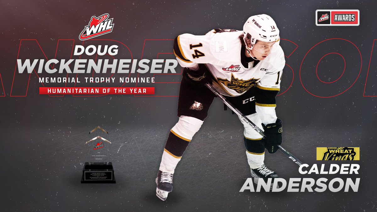 TheWHL's tweet photo. Calder Anderson was one of four Wheat Kings who was instrumental in aiding a distressed man in Brandon this past December; he also helped lead the team's Read to Succeed Program and volunteered at community fundraisers.

@bdnwheatkings | #WHLAwards https://t.co/zSQZbZ8UVt
