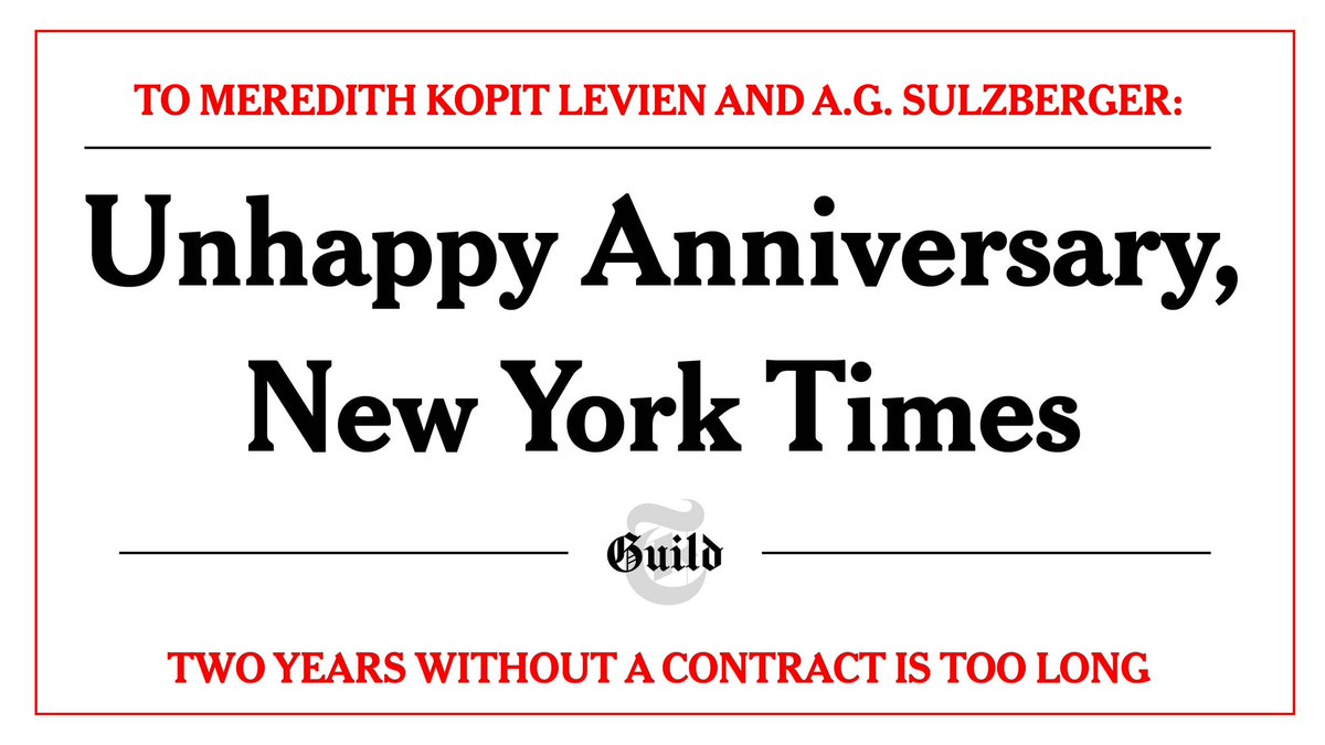 Members of @NYTimesGuild have been without a contract for TWO YEARS. Most of our members haven't had a raise in THREE. Meanwhile, our executives have gotten millions of dollars in extra pay and bonuses. Don't think that's fair? Send a letter at this link: actionnetwork.org/letters/tell-t…