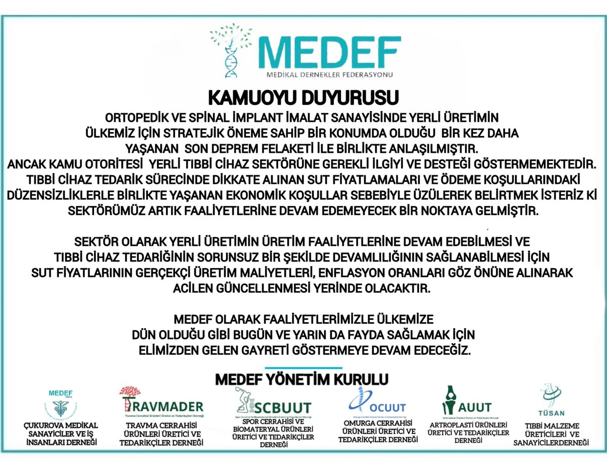 KAMUOYUNA DUYURU

30.03.2023
MEDEF YÖNETİM KURULU