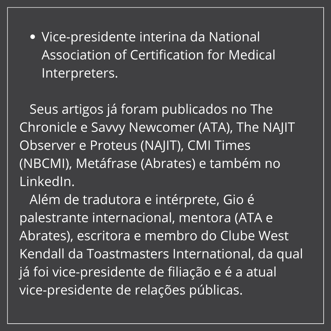 AbratesMentoria's tweet photo. A @cariobana também foi mentora da 10ª turma do Programa de Mentoria Caminho das Pedras (2022/2023). 🎉 Para saber mais sobre os critérios para ser um mentor ou mentorado da @_abrates, clique aqui: https://t.co/3ja3yTYd1V
#abrates #tradutor #interprete #tradução #interpretação https://t.co/iPzZU5uiFj