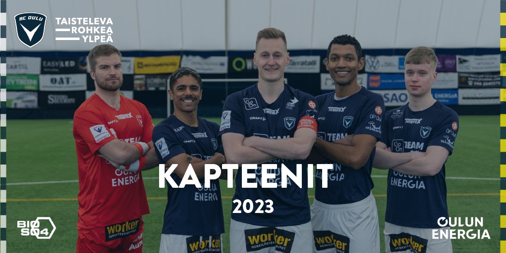AC Oulun kapteenisto on valittu! Joukkueen kapteeni on Rasmus Karjalainen. Rassen varakapteeneina toimii Jere Kallinen, Lucas Morais, Juhani Pennanen ja Cristhian Valencia.

#ACOulu
#Oulu
#Laivastonsiniset
#Veikkausliiga
#PohjoistaVoimaa
#Liigacup