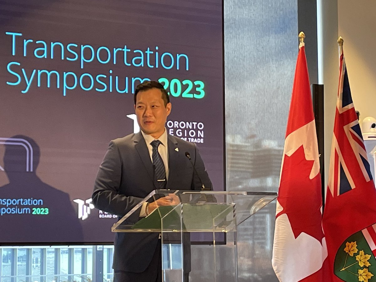 Ontario Associate Minister of Transportation @StanChoMPP provides an update on the province’s initiatives to open this afternoon’s official program at the @TorontoRBOT Transportation Symposium. #WeAreWSP